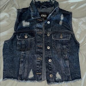 Rewash Dark Blue Distressed Denim Vest